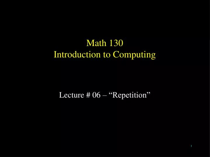 math 130 introduction to computing