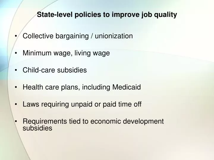 state level policies to improve job quality