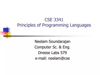 CSE 3341 Principles of Programming Languages