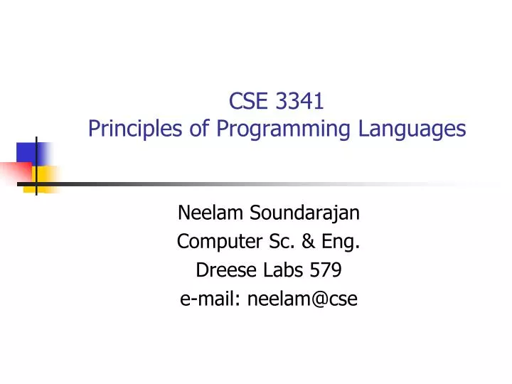 cse 3341 principles of programming languages