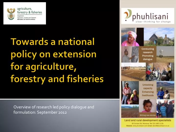 towards a national policy on extension for agriculture forestry and fisheries