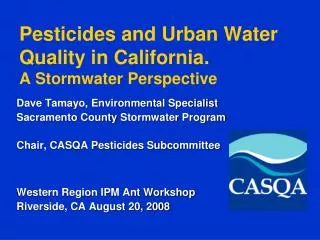 Pesticides and Urban Water Quality in California. A Stormwater Perspective