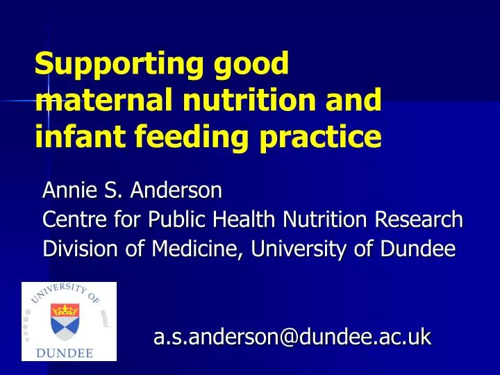 supporting good maternal nutrition and infant feeding practice