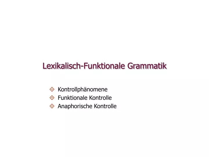 lexikalisch funktionale grammatik
