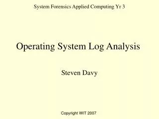 System Forensics Applied Computing Yr 3