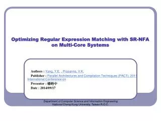 Optimizing Regular Expression Matching with SR-NFA on Multi-Core Systems