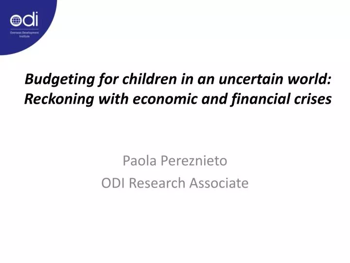 budgeting for children in an uncertain world reckoning with economic and financial crises