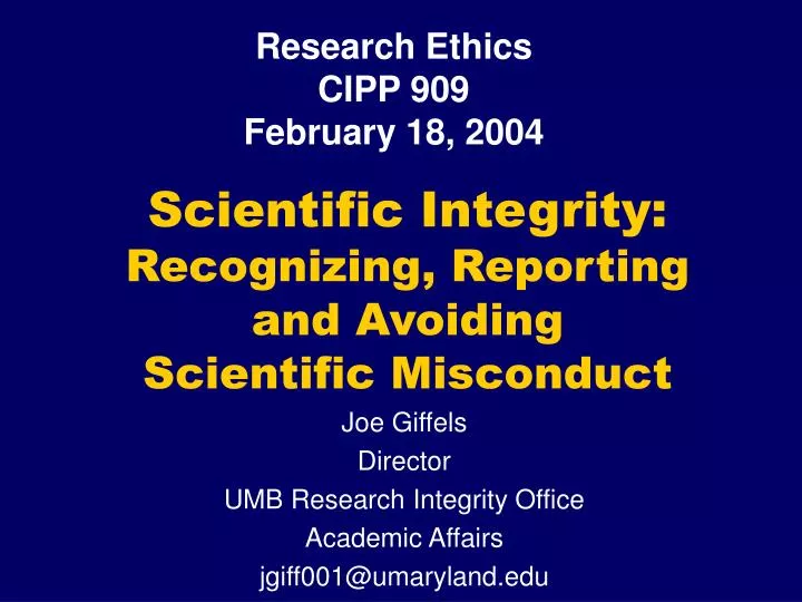 scientific integrity recognizing reporting and avoiding scientific misconduct