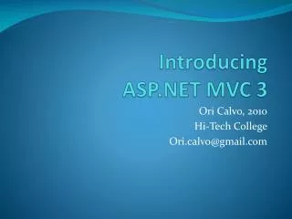 Introducing ASP.NET MVC 3
