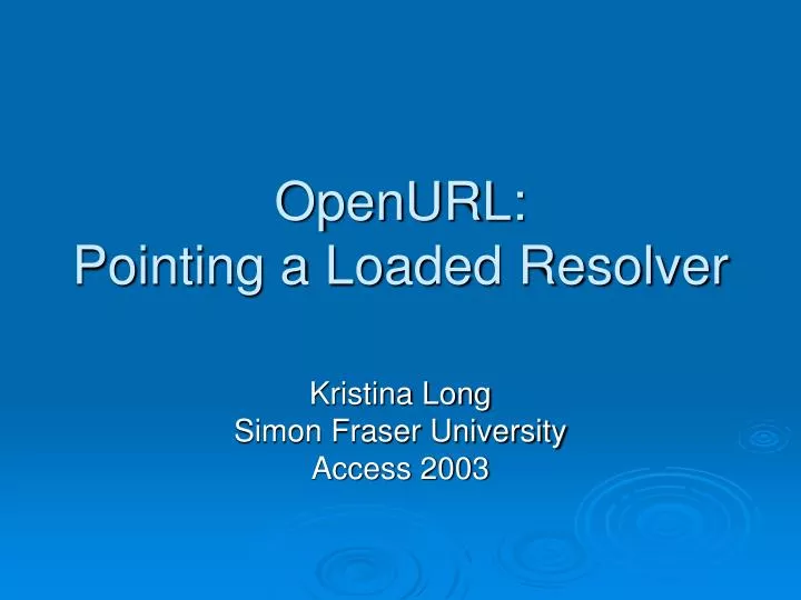 openurl pointing a loaded resolver