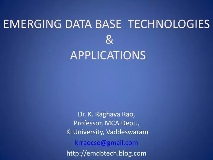 emerging data base technologies applications