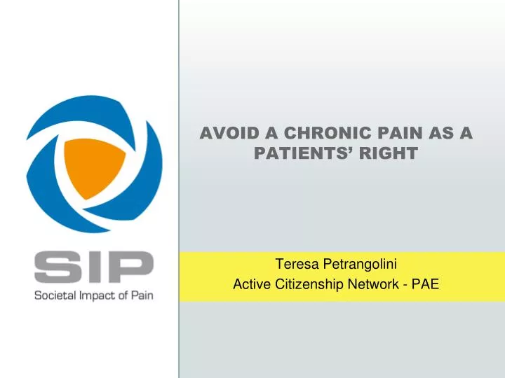 avoid a chronic pain as a patients right