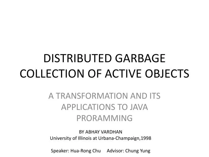 distributed garbage collection of active objects