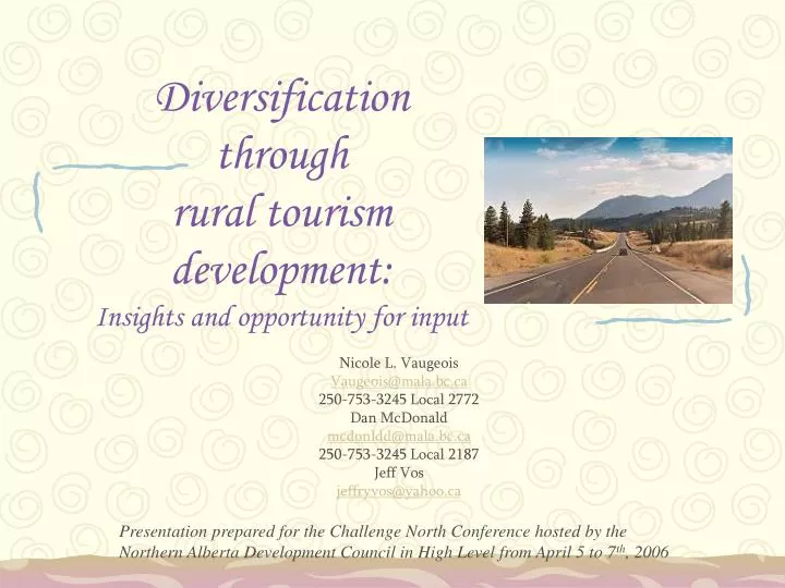 diversification through rural tourism development insights and opportunity for input