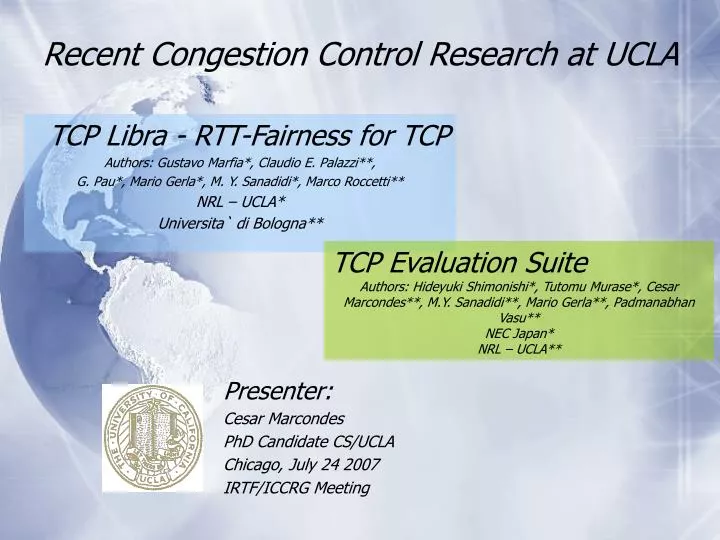 recent congestion control research at ucla
