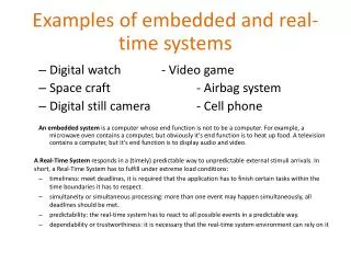 Examples of embedded and real-time systems