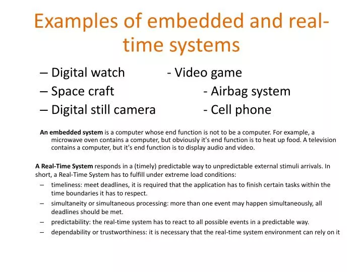 examples of embedded and real time systems