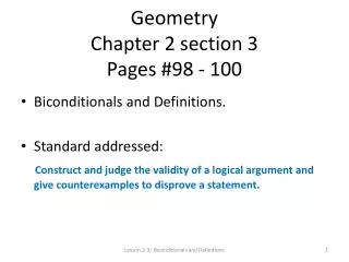 Geometry Chapter 2 section 3 Pages #98 - 100