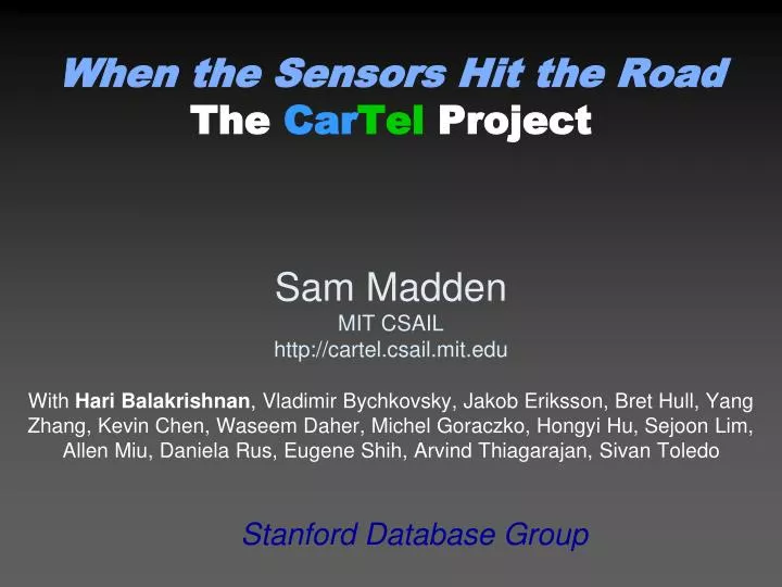 when the sensors hit the road the car tel project