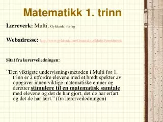 matematikk 1 trinn