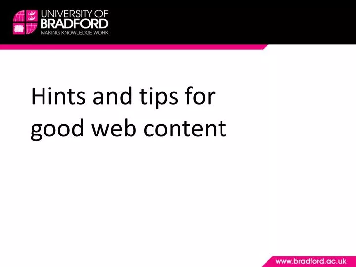 hints and tips for good web content