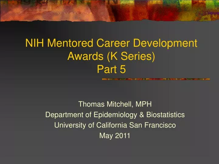 nih mentored career development awards k series part 5