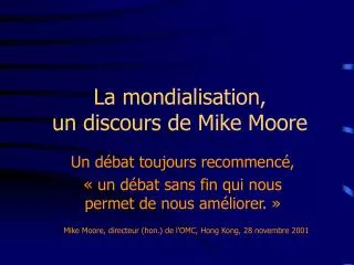 la mondialisation un discours de mike moore