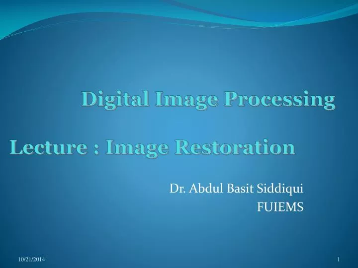 digital image processing lecture image restoration