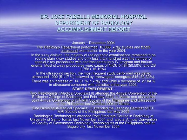 dr jose fabella memorial hospital department of radiology accomplishment report