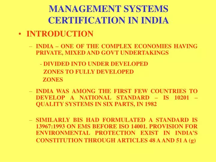 management systems certification in india