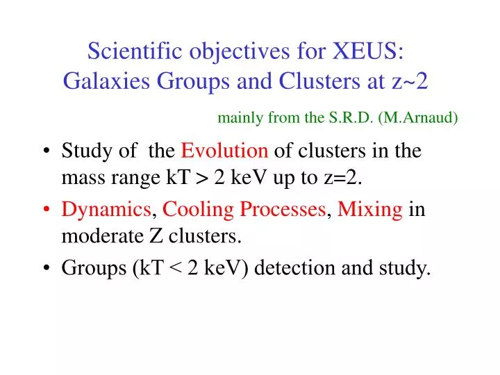 scientific objectives for xeus galaxies groups and clusters at z 2