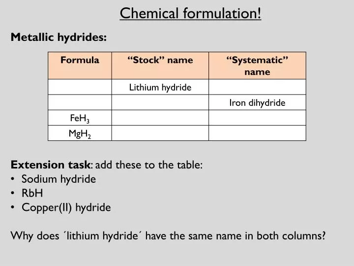 c hemical formulation