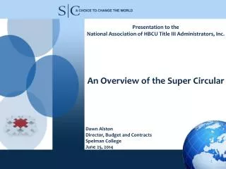 Presentation to the National Association of HBCU Title III Administrators, Inc.