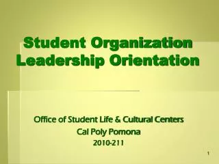 Student Organization Leadership Orientation