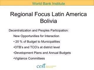 Regional Focus Latin America Bolivia