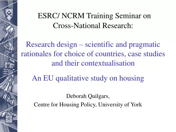 an eu qualitative study on housing deborah quilgars centre for housing policy university of york