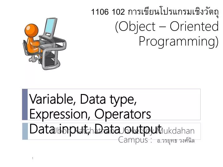 variable data type expression operators data input data output