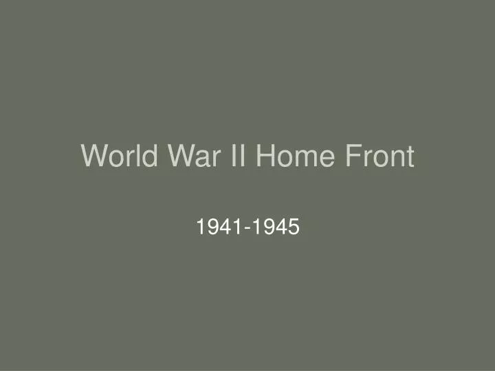 world war ii home front