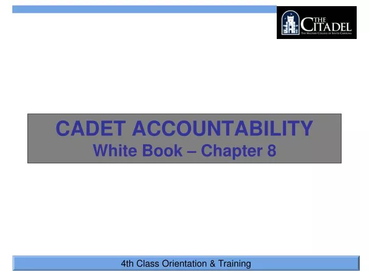 cadet accountability white book chapter 8