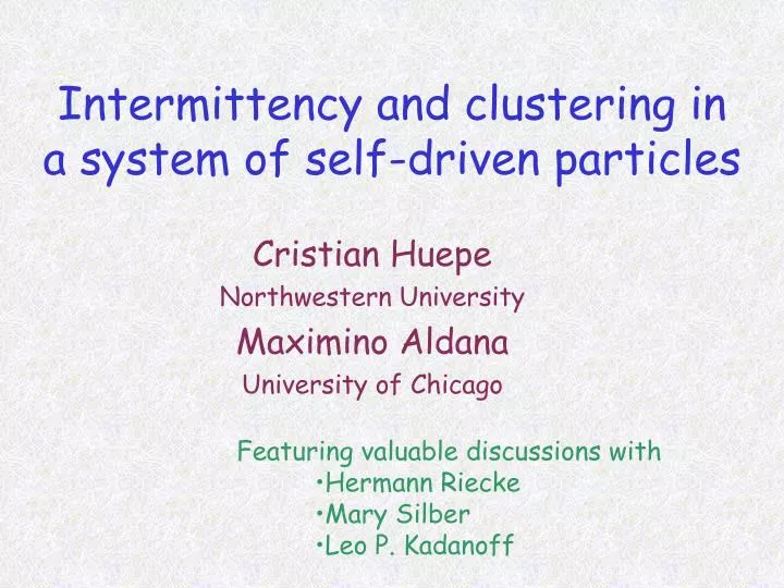 intermittency and clustering in a system of self driven particles