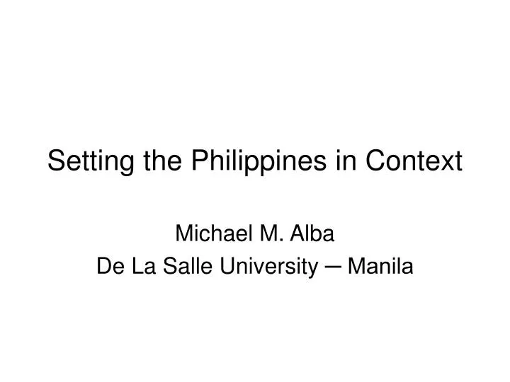 setting the philippines in context