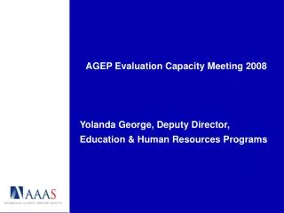 AGEP Evaluation Capacity Meeting 2008