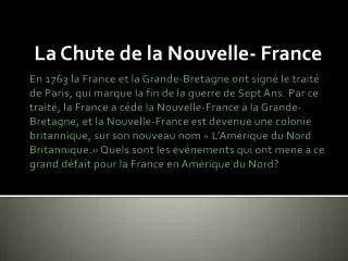 la chute de la nouvelle france