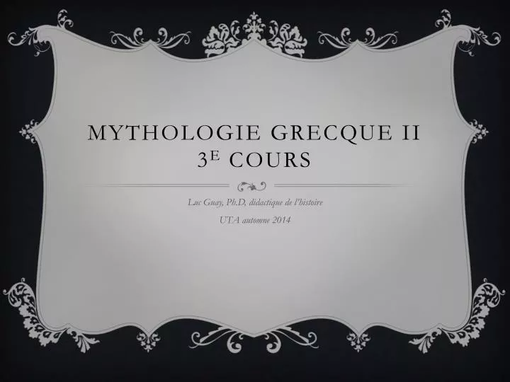 mythologie grecque ii 3 e cours