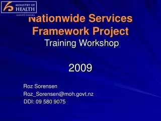 Nationwide Services Framework Project Training Workshop 2009