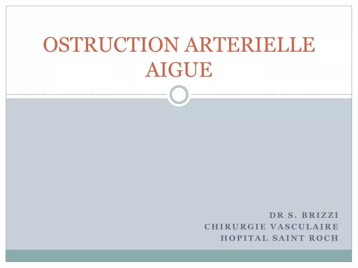 ostruction arterielle aigue