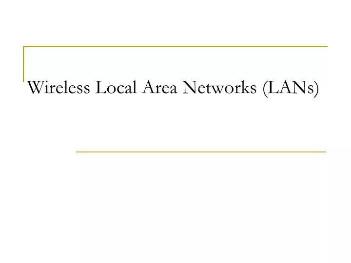 wireless local area networks lans