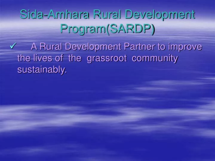 sida amhara rural development program sardp