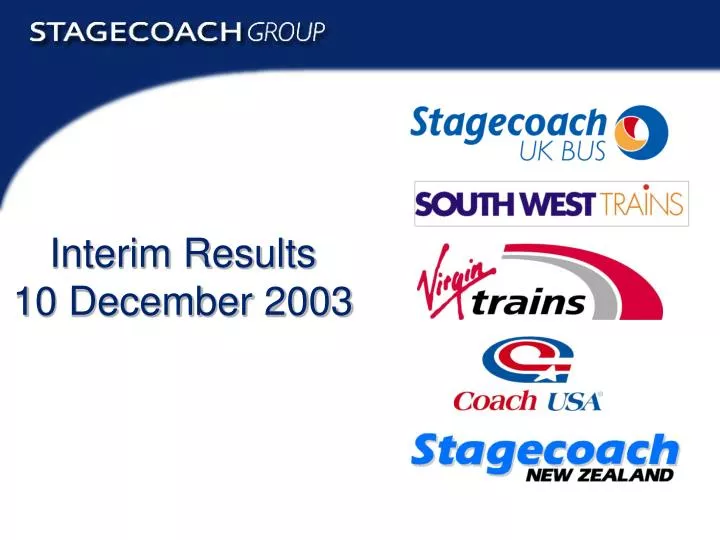 interim results 10 december 2003