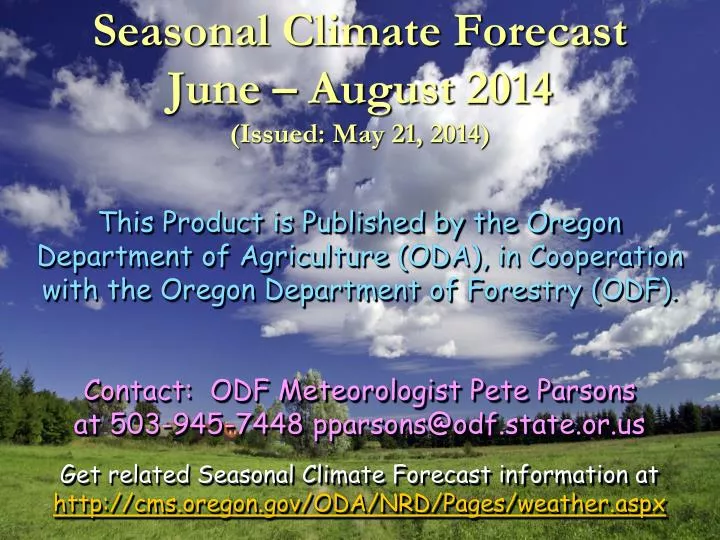 seasonal climate forecast june august 2014 issued may 21 2014